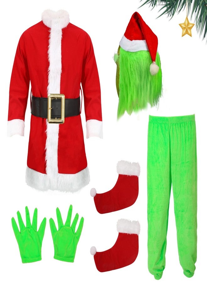 Varuotu Kids Christmas Green Big Monster Costume Mask Furry Costume Santa Outfit Christmas Costumes Props - Image 1